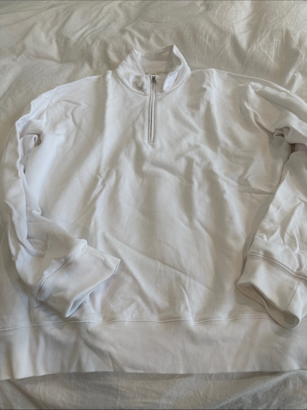 Reigning Champ White Half-Zip Pullover In Cotton,Size Down One Size Runs Big